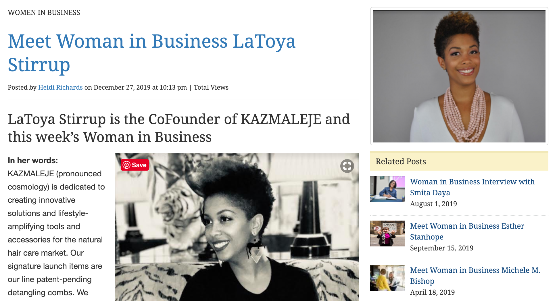 WE Magazine Feature Co-Founder LaToya Stirrup - KAZMALEJE
