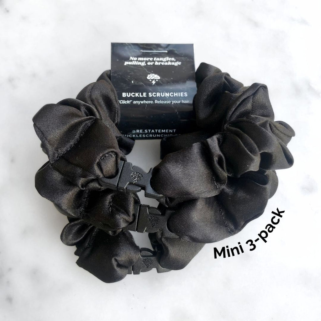 MINI 3-Pack Neutral Buckle Scrunchies Bundle - No Snagging, No Tangles