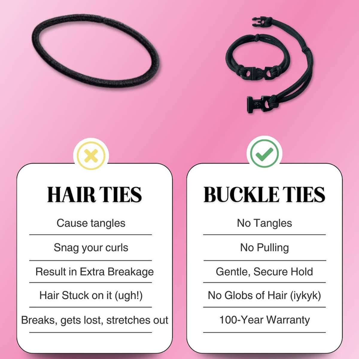 Buckle Hair Tie Elastics - No Snagging, No Tangles