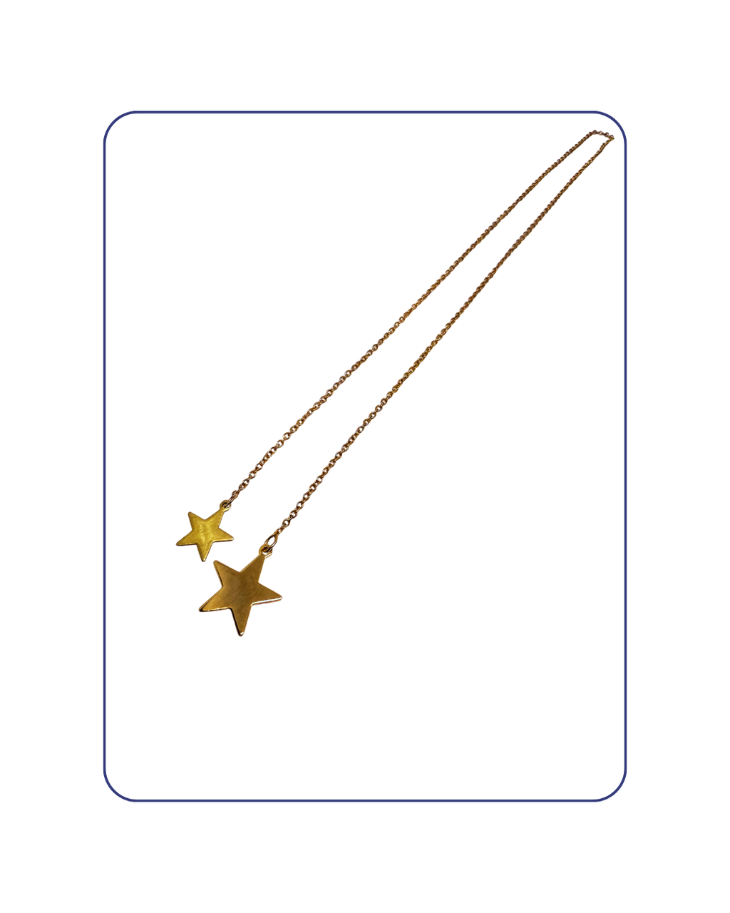 Gold star-shaped pendant on a thin chain against a white background