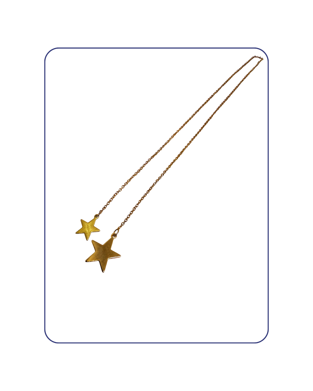 Gold star-shaped pendant on a thin chain against a white background